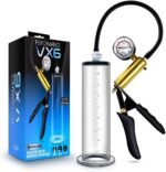 Blush Performance VX6 Male Enhancement Penis Pump System with Brass Pistol Grip, Pressure Gauge, Nterchange Compatible, 9.5 Inch Etched Acrylic Cylinder, Vacuum Release Valve - Advanced Pump for Men